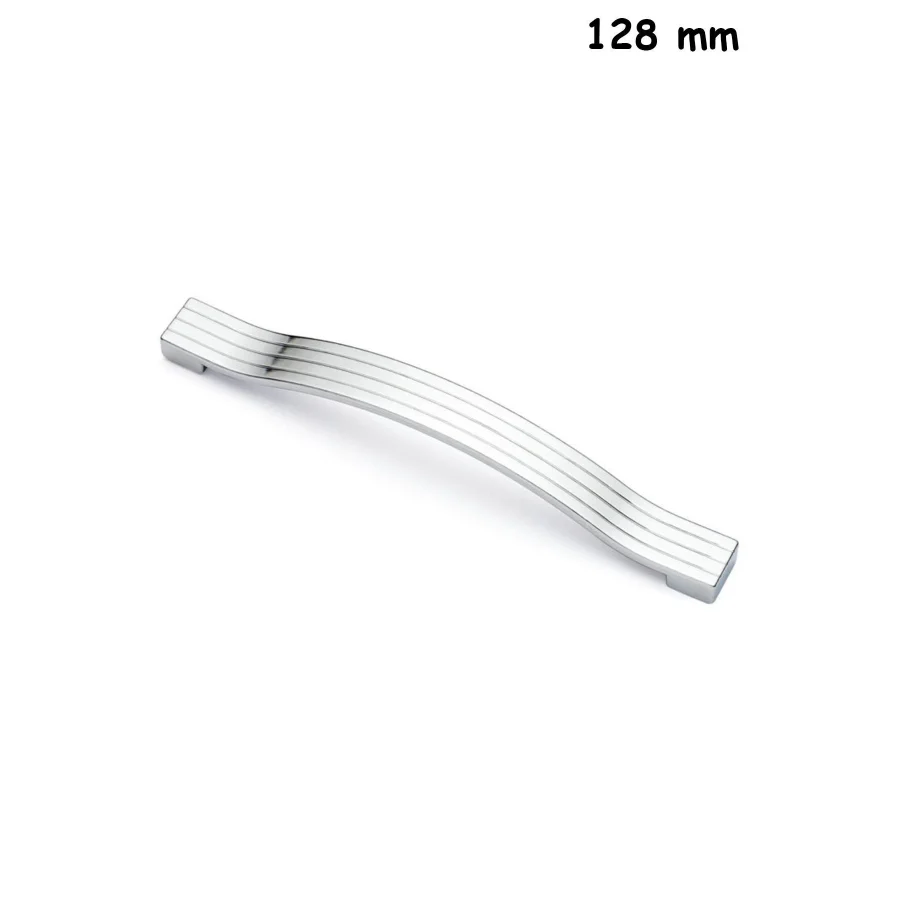128 mm Akasya Çizgili Metal Mobilya Mutfak Dolabı Çekmece Kapı Dolap Kapak Kulpu Krom Kulp