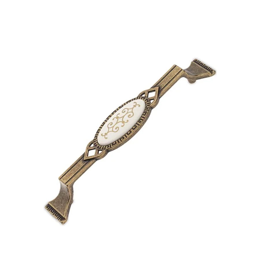 128 mm Groza Antik Kulp Mobilya Kulpu Yaldız Desenli