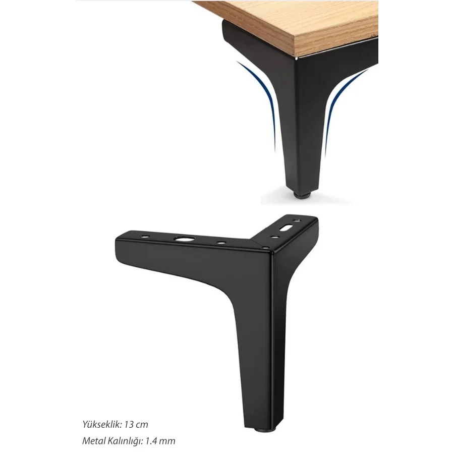 13 Cm Metal Mat Siyah Modern Tasarım Mobilya Ayağı