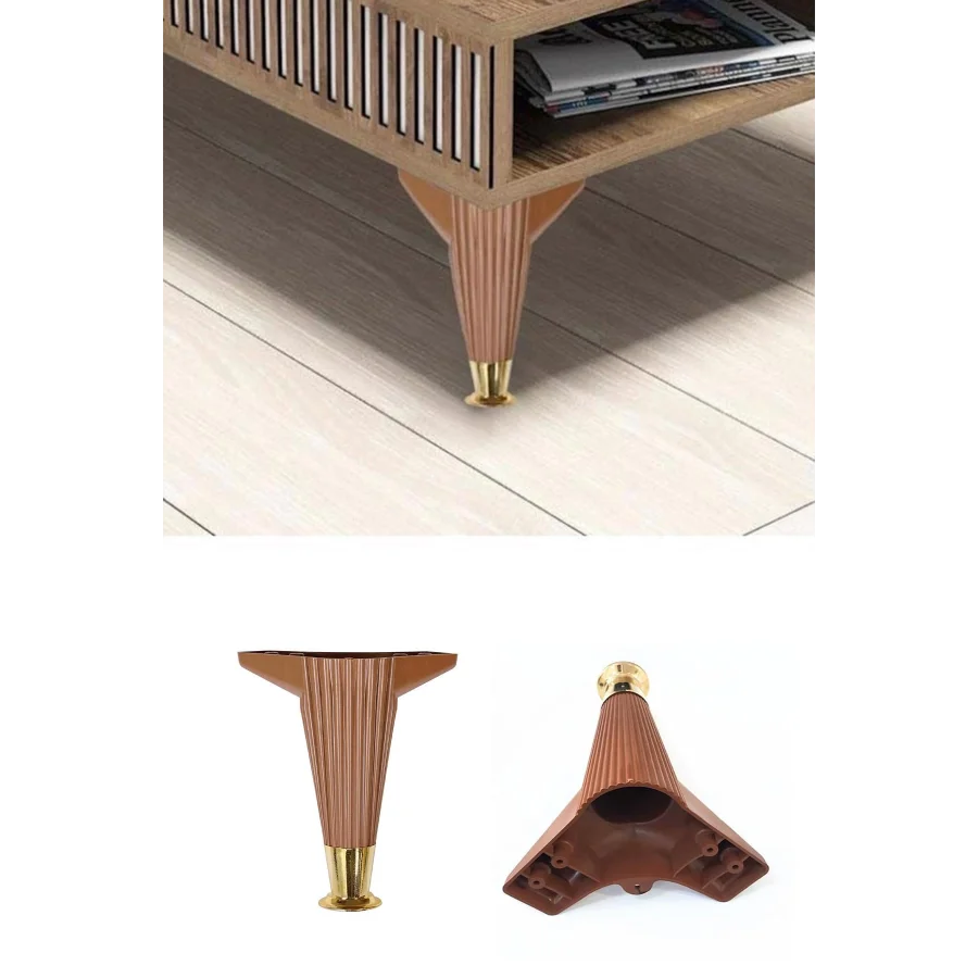 15 Cm Nefes Kahverengi Altın Plastik Ayak Mobilya Ayağı