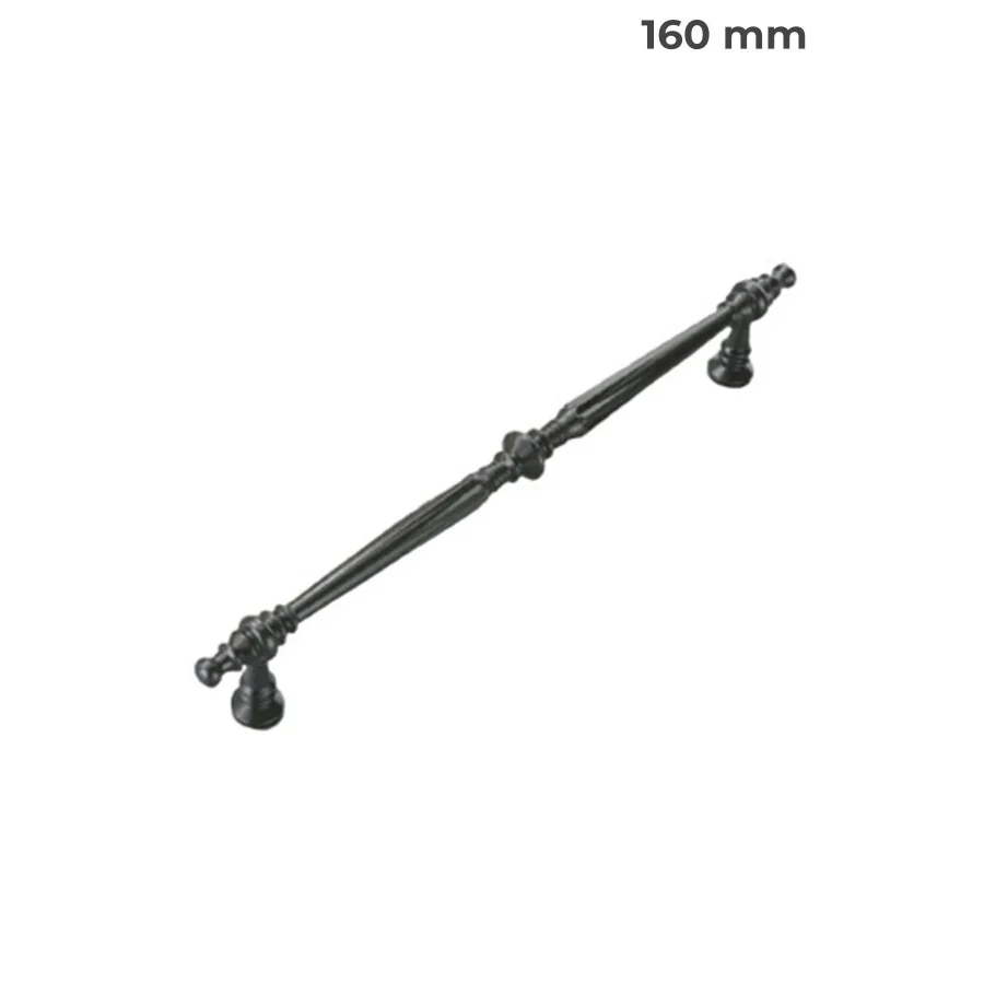 160 mm Muse Mat Siyah Kulp Rustik Mobilya Kulpu