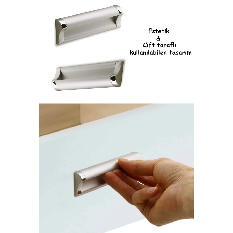192 mm Plus Mobilya Dolap Kapak Çekmece Kulpu Mat Krom Metal Yüzden Kulp