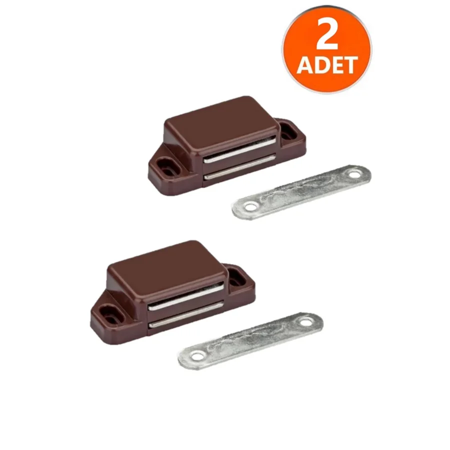 2 Adet Mıknatıslı Çıt Çıt Mobilya Kapak Kilidi Kahverengi