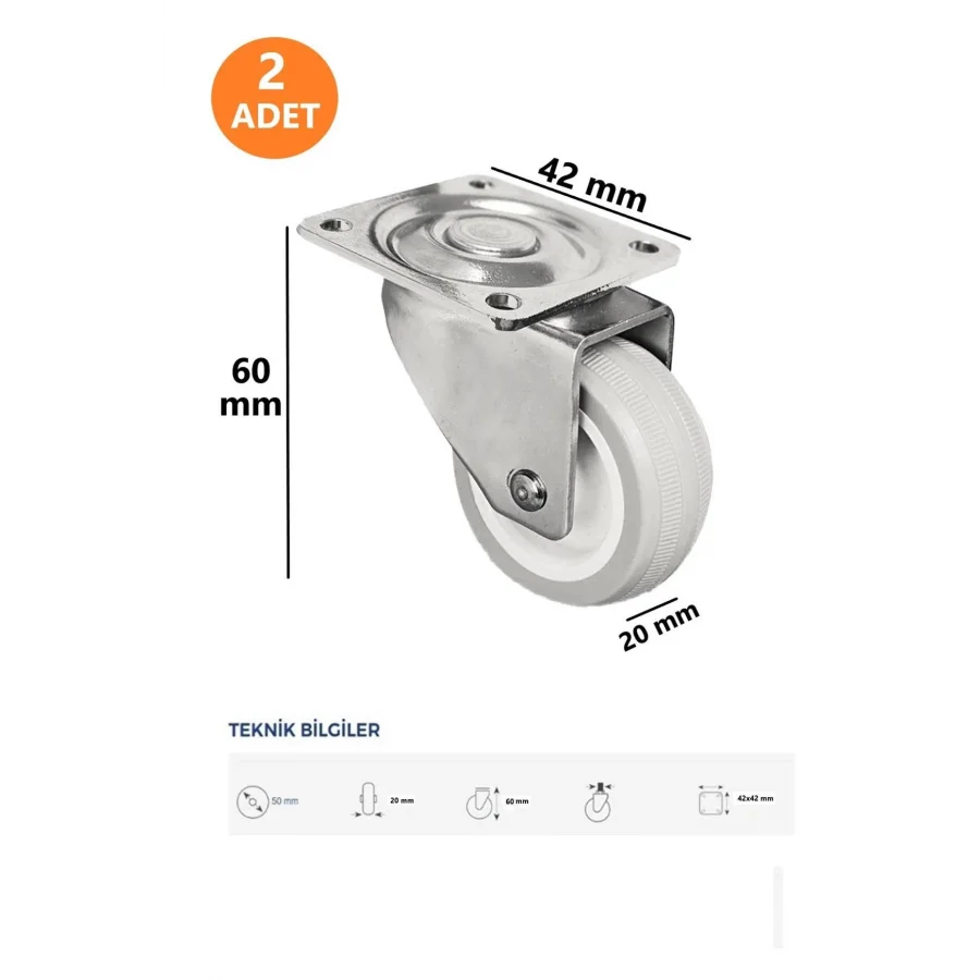 2 Frenli 2 Frensiz Döner Tablalı 50lik Bilyalı Teker Masa Dolap Sehpa Mobilya Tekeri