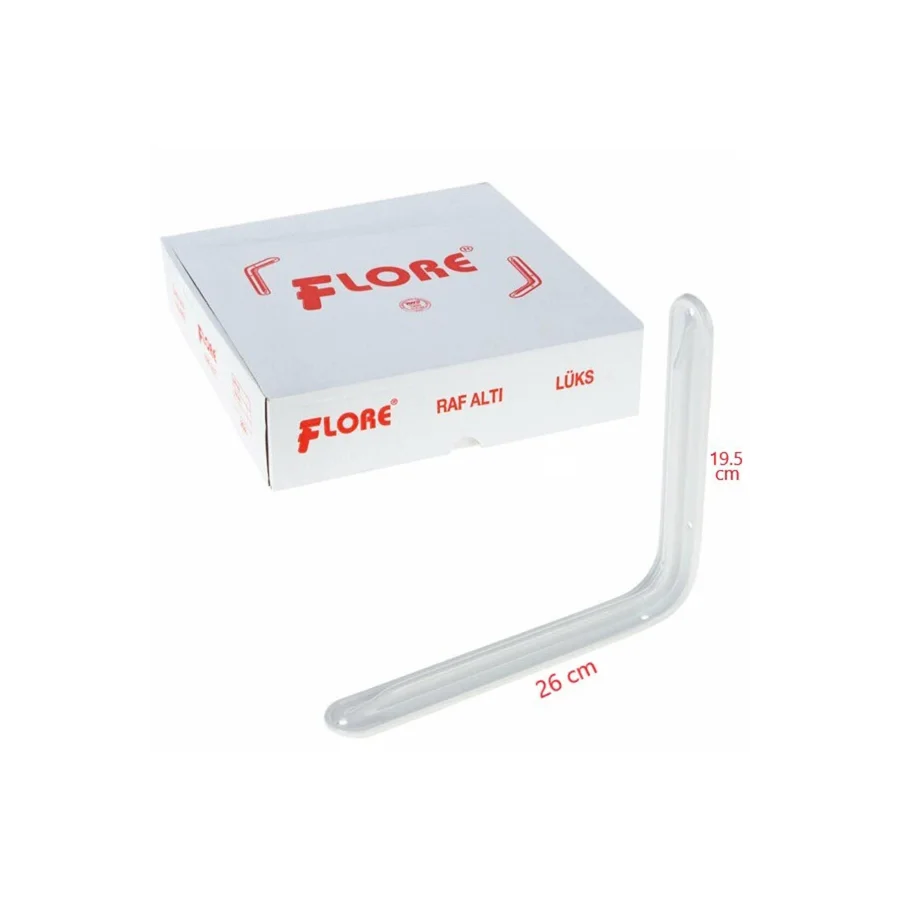 24 Adet Flore Beyaz Lüks Raf Altı L Ayak 19.5x26