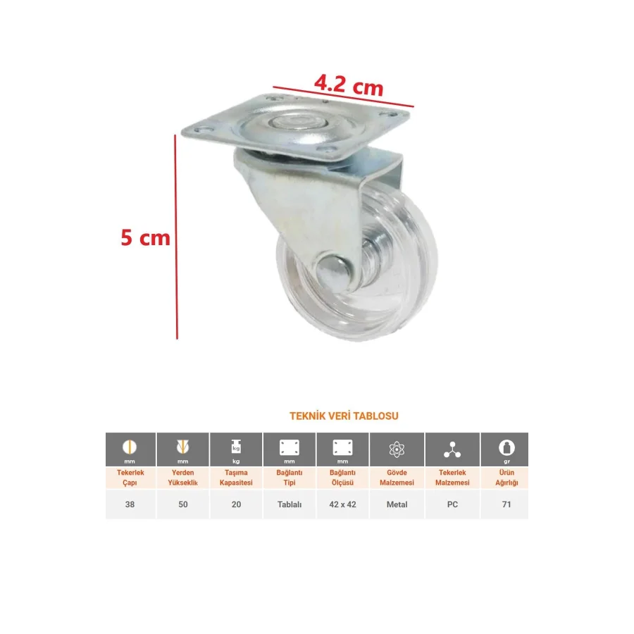 38lik Şeffaf Döner Tablalı Bilyalı Teker Valiz Sehpa Tekeri