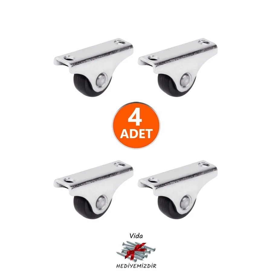 4 Adet Dar Sabit Tablalı 20lik Teker Valiz Sehpa Tekeri