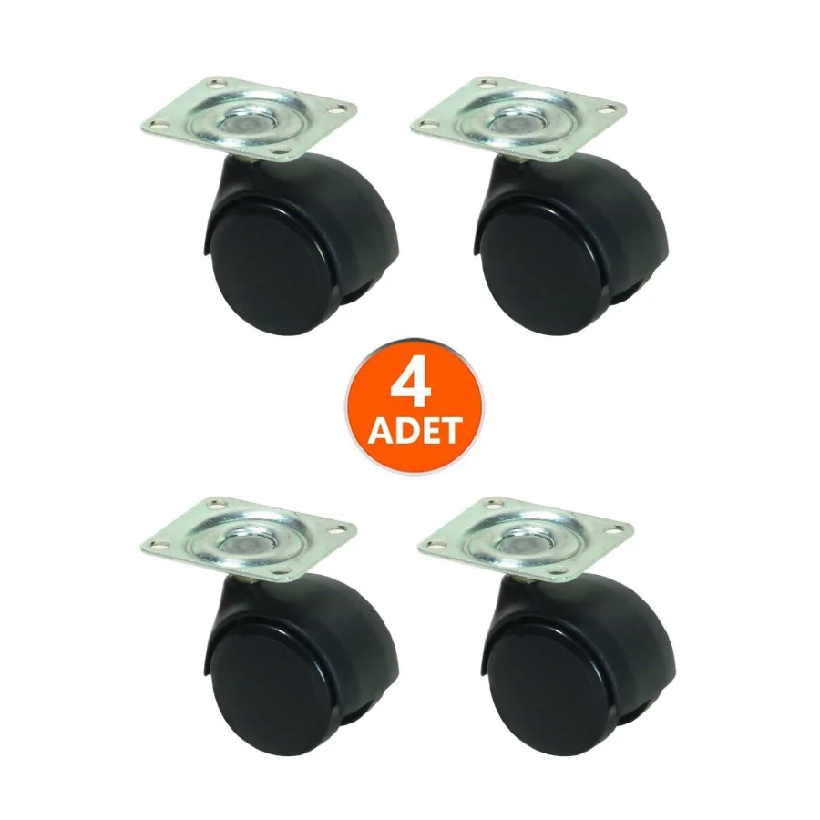 4 Adet Döner Tablalı 40lık Teker Plastik Ofis Koltuk Tekeri