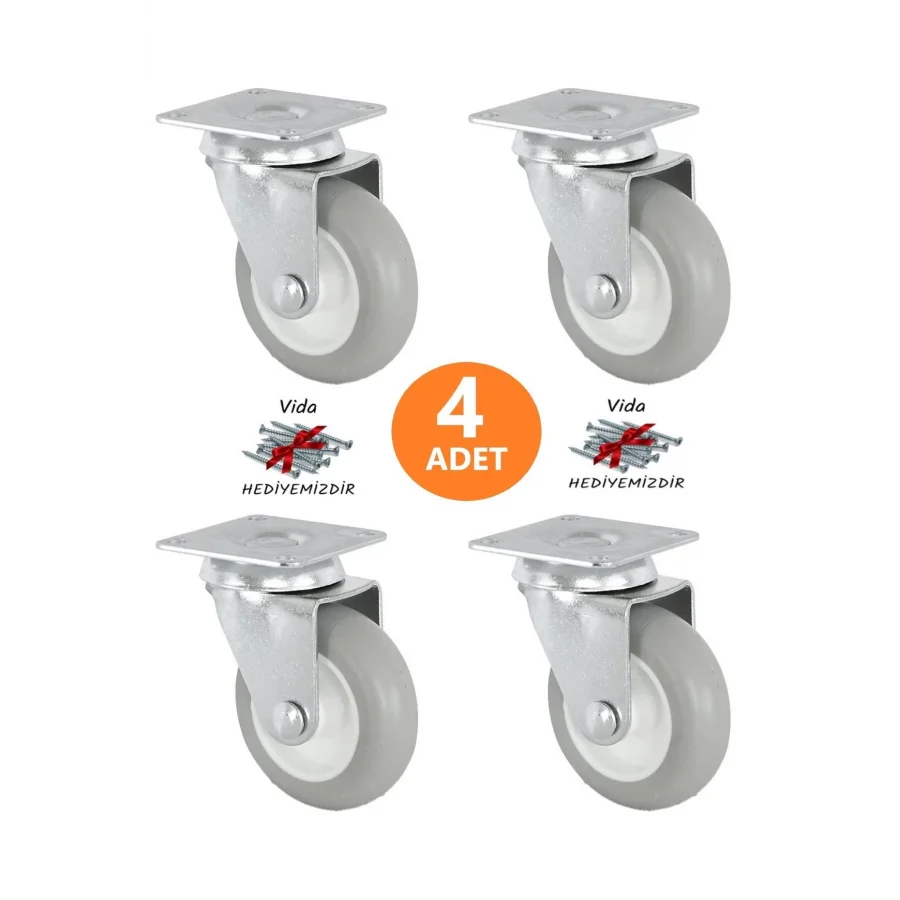 4 Adet Döner Tablalı 50lik Bilyalı Teker Masa Dolap Sehpa Mobilya Tekeri