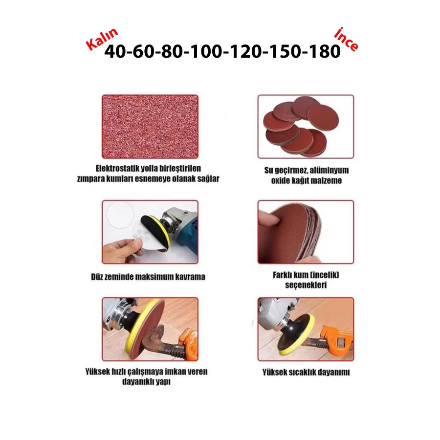 40 Kum Cırt Zımpara 115mm Kutu 100 Adet