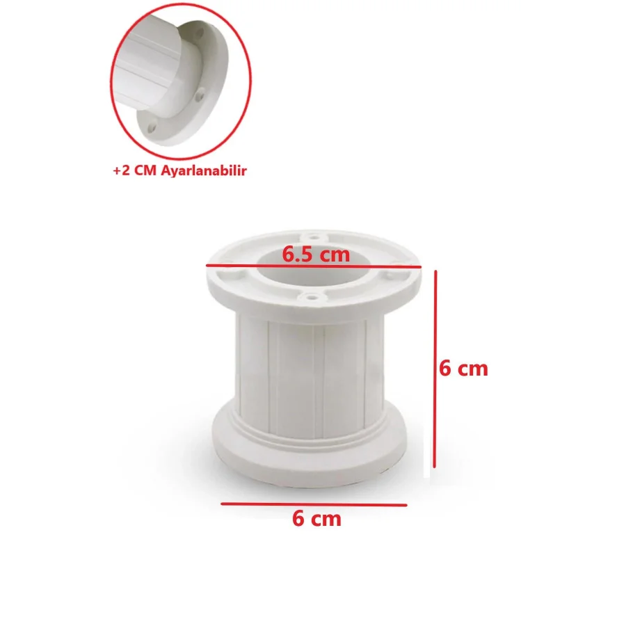 6 Cm Beyaz Jumbo Ayak Ayarlanabilir Mobilya Ayağı