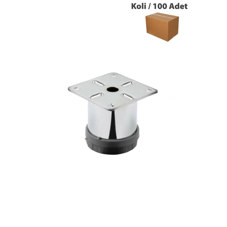 6 Cm Metal Ayarlanabilir Ayak Krom 42mm Koli 100 Adet