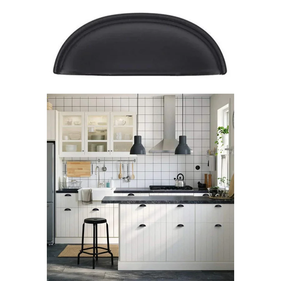 64 mm Siyah Midye Kulp Tas Mobilya Kulpu