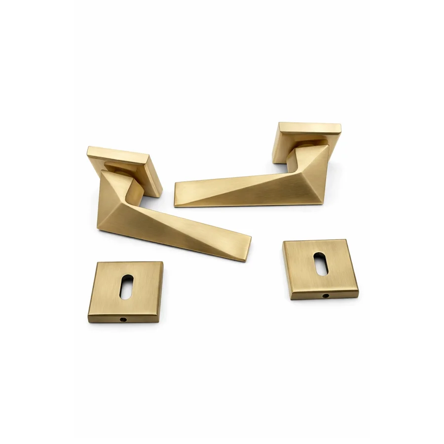 Nobel Bursa Satine Altın Sarısı Rozetli Kapı Kolu