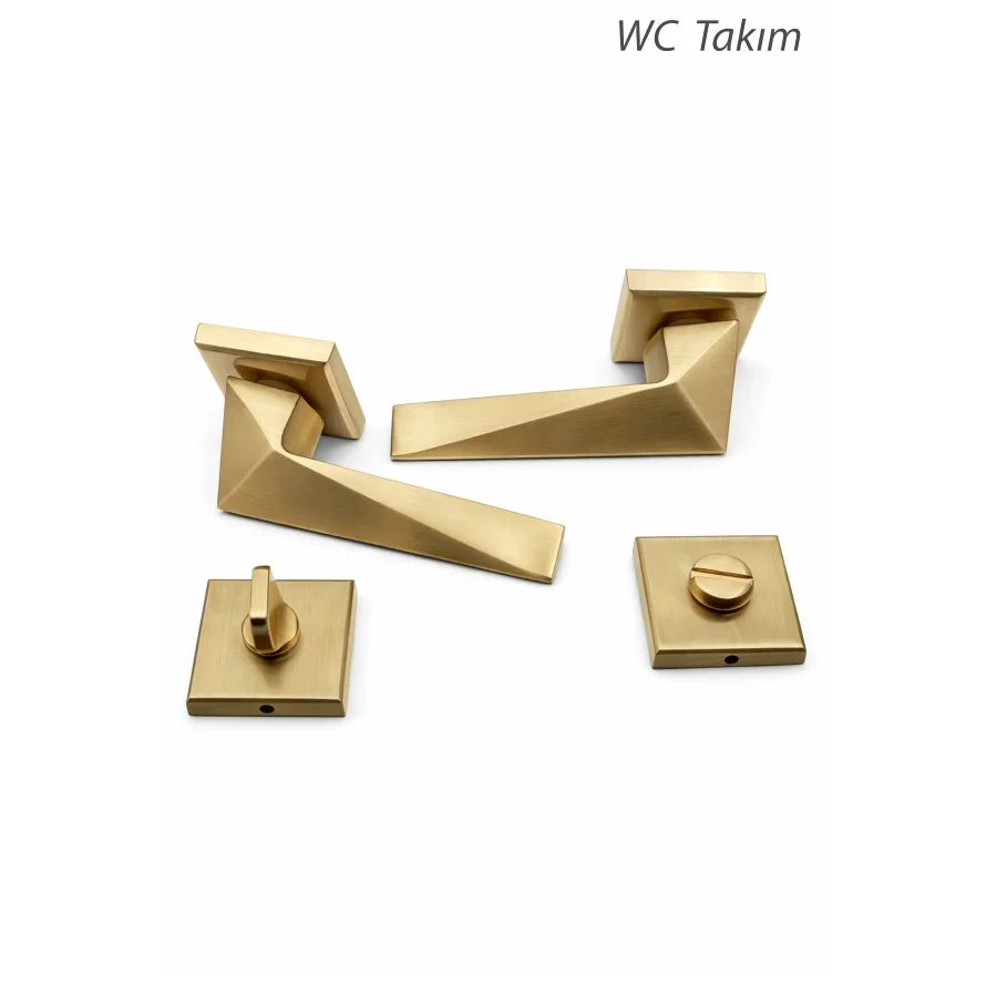 Nobel Bursa Satine Altın Sarısı Rozetli Kapı Kolu