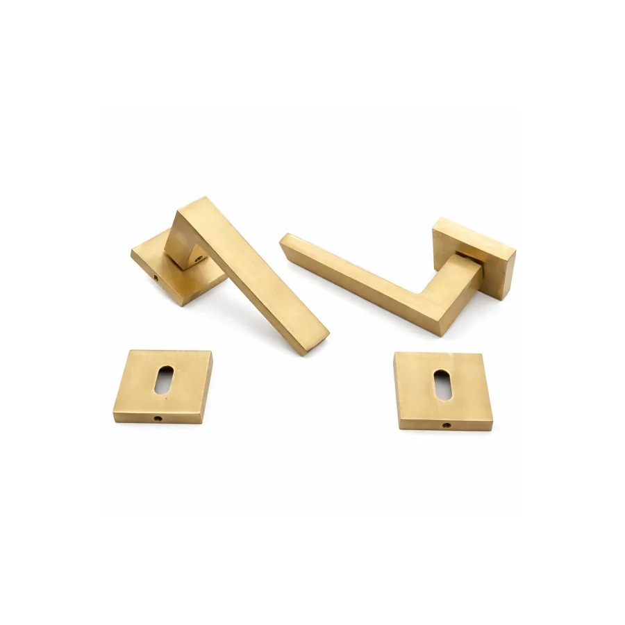 Nobel Karsima Satine Altın Sarısı Rozetli Kapı Kolu