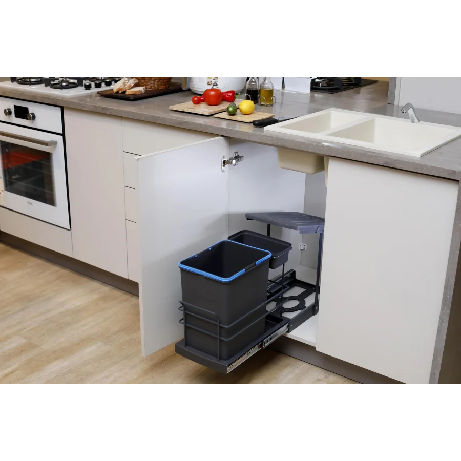 Teleskopik Raylı Çöp Kovası 16+1 Litre