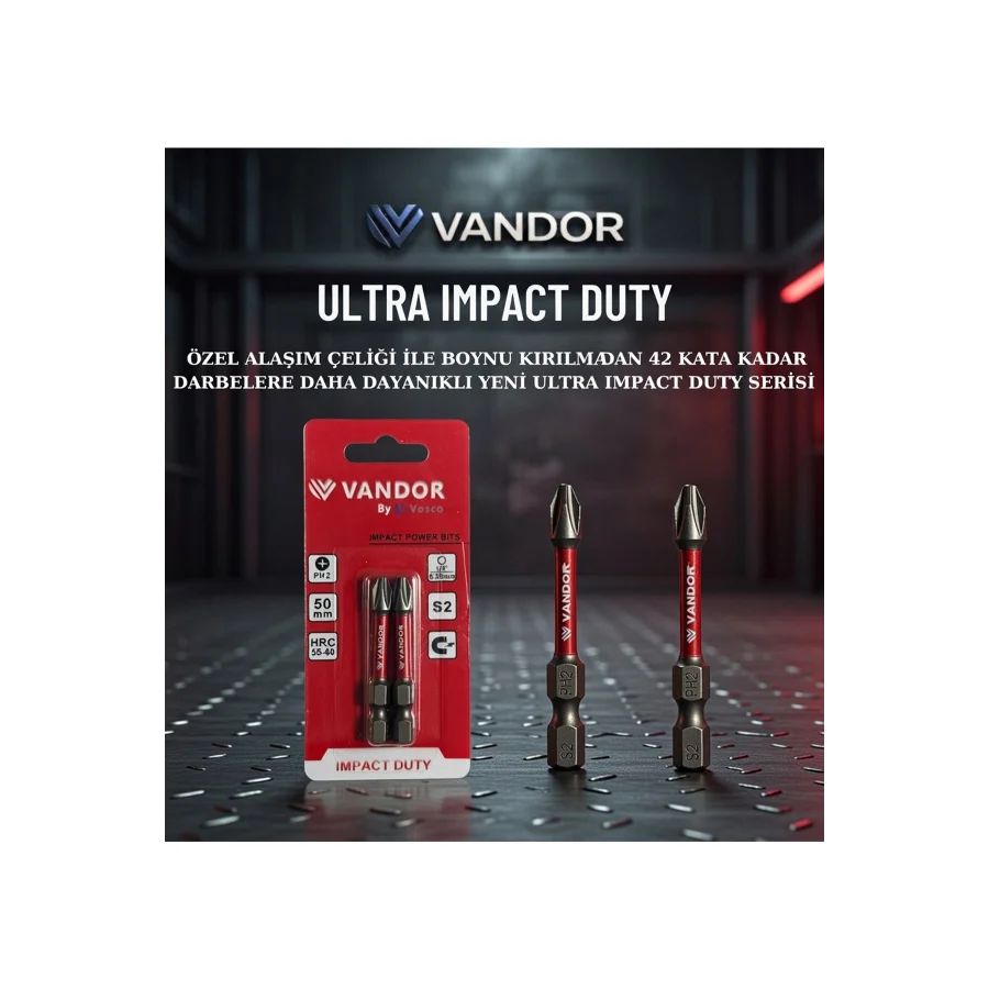 Vandor PH2x50 İmpact Duty Vidalama Bits Uç 2li Ambalaj