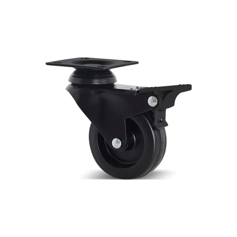 75lik Frenli Döner Tablalı Siyah Teker Bilyalı Mobilya Tekerleği