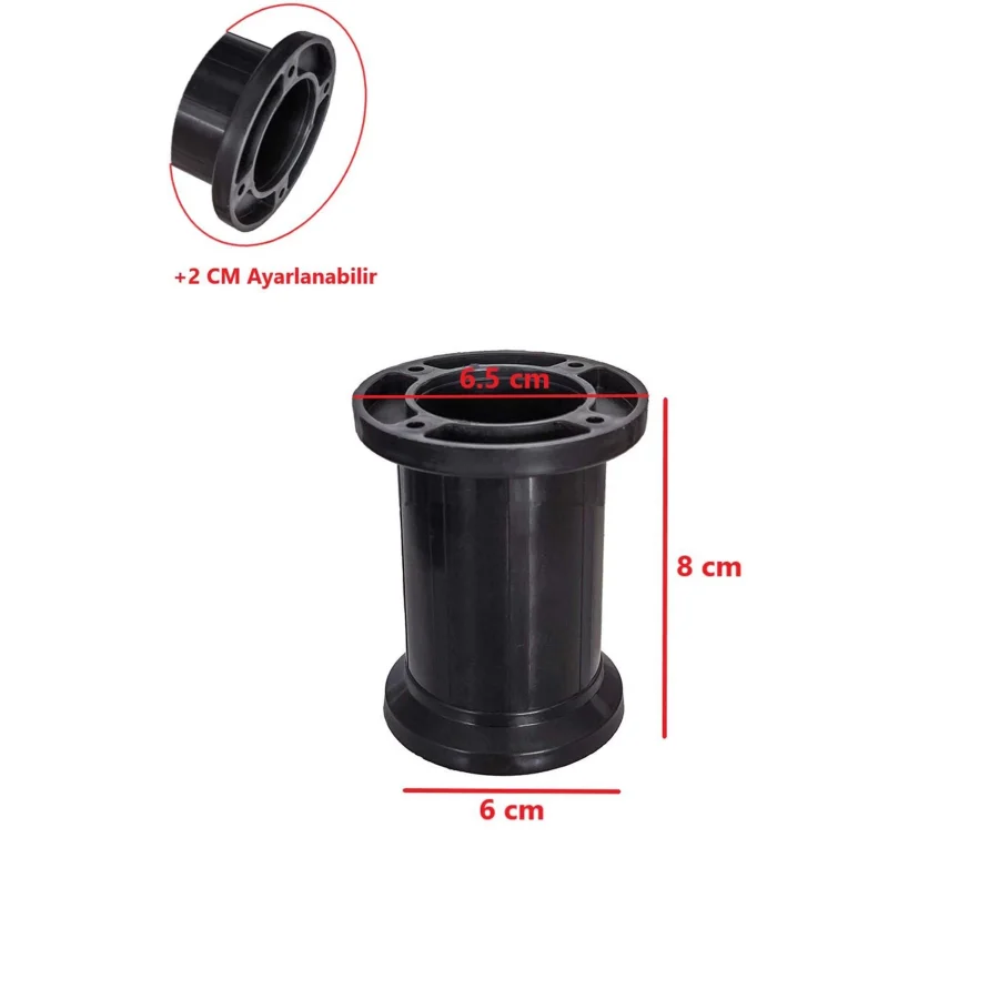 8 Cm Siyah Jumbo Ayak Ayarlanabilir Mobilya Ayağı