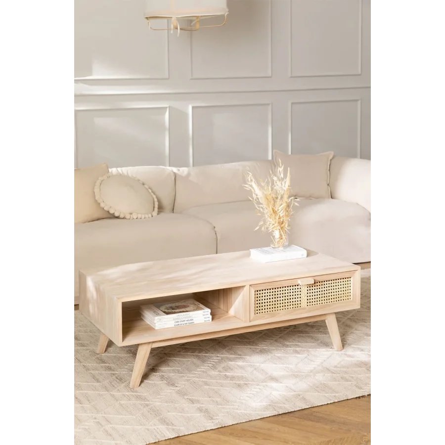 Ahşap Çift Bölmeli Hazeranlı Devirme Kapaklı Modern Orta Sehpa 120x40x60 Cm