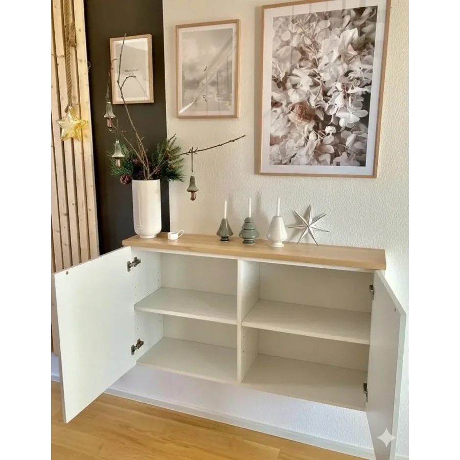 Ahşap Detaylı Dolap Dresuar, Konsol 100x60x25 Cm