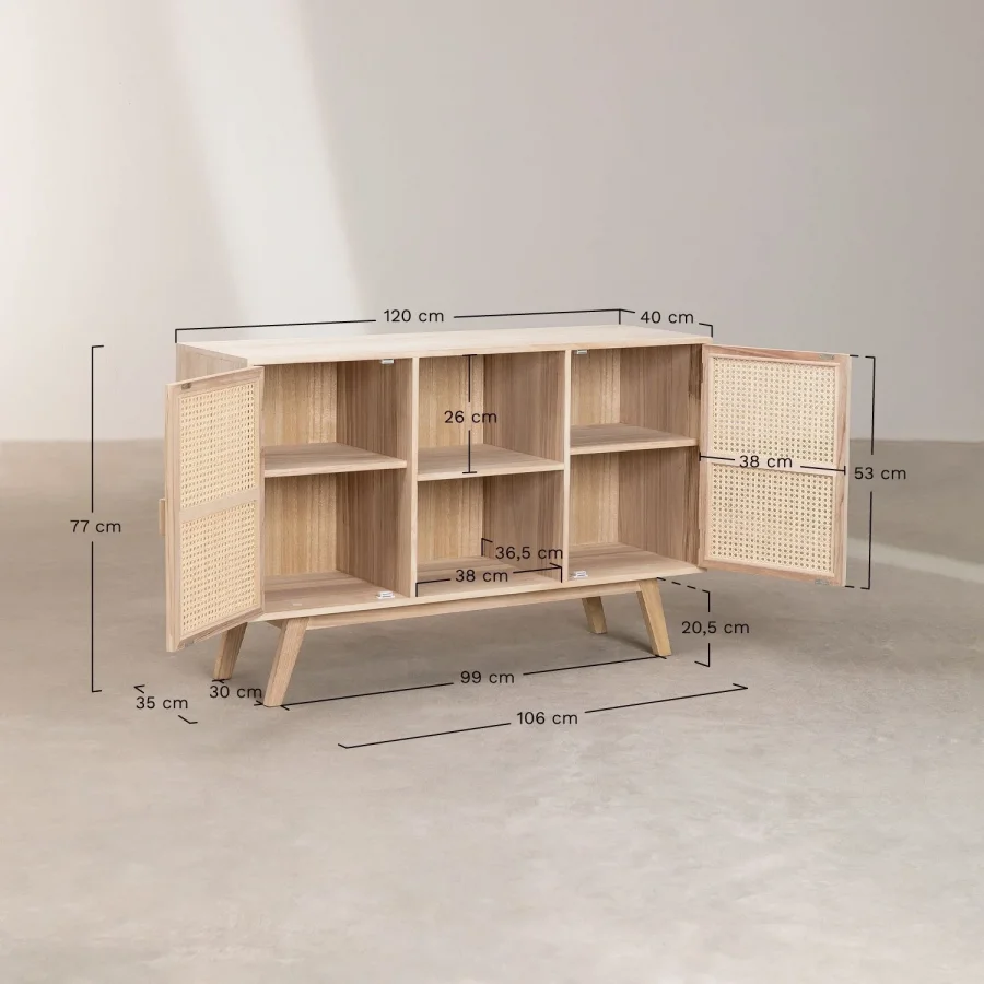 Ahşap Hazeran Kapak Detaylı Büfe, Konsol 120x78x40 Cm