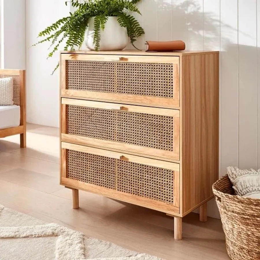 Ahşap Rattan Model Şifonyer 70x80x40 Cm