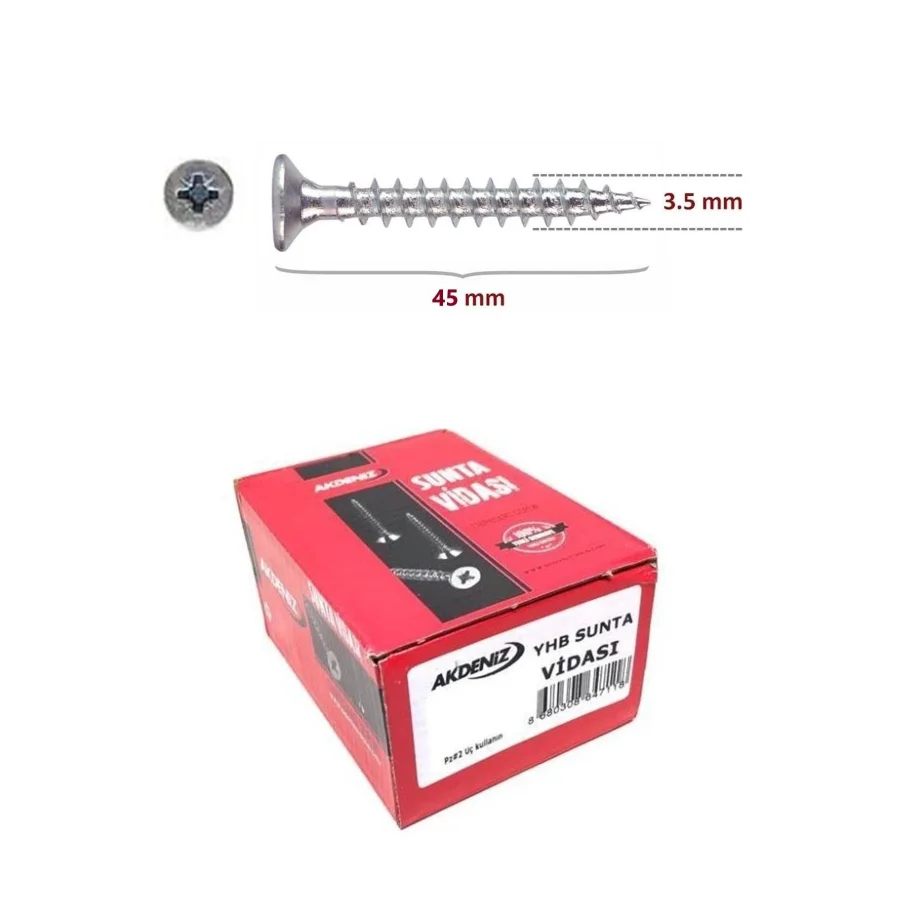 Akdeniz Sunta Vidası 3.5x45 Kutu 500 Adet