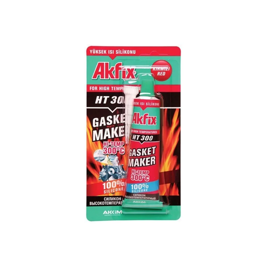 Akfix HT300 Yüksek Isı Silikonu Sıvı Conta Kırmızı 50 Gr