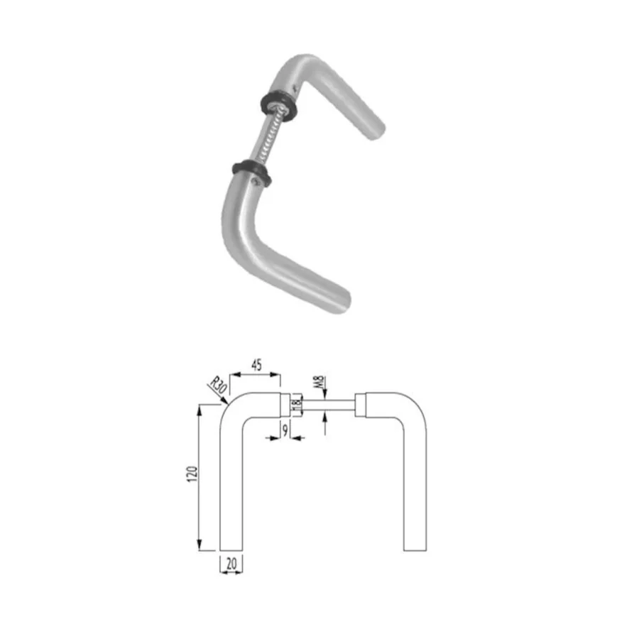 Alüminyum Kapı Kolu Sosis Kol Gri