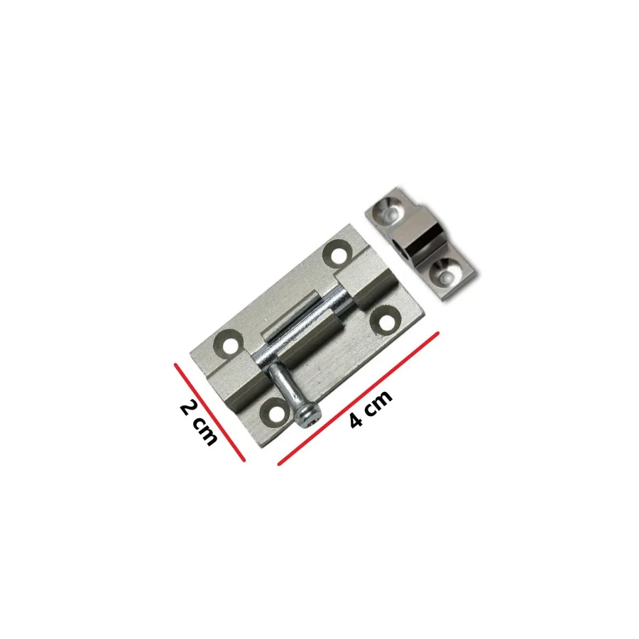 Alüminyum Mini Mavzer Sürgü Kilit Saten 4 Cm