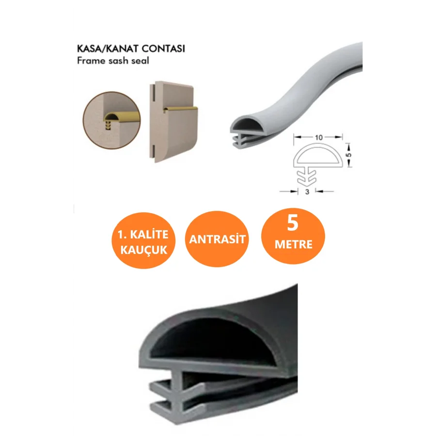 Antrasit Ahşap Kapı Kasa Fitili Amerikan Kapı Kasa Fitili Bir Kapılık 5 Metre D Yandan Kapı Contası