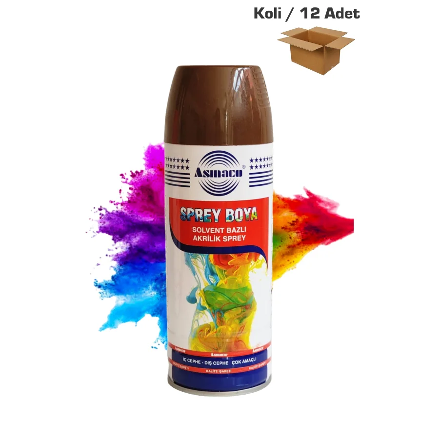 Asmaco Kahverengi Akrilik Sprey Boya 400 Ml Koli 12 Adet
