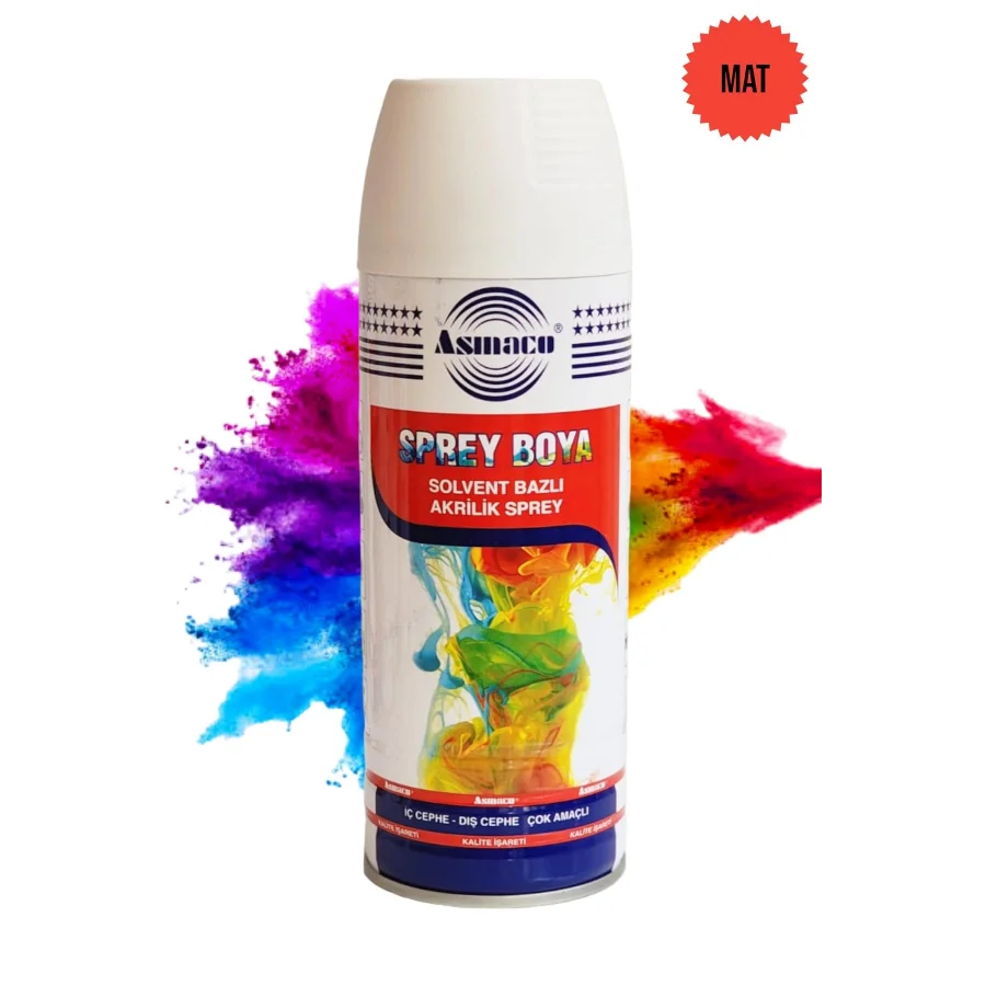 Asmaco Mat Beyaz Akrilik Sprey Boya 400 Ml