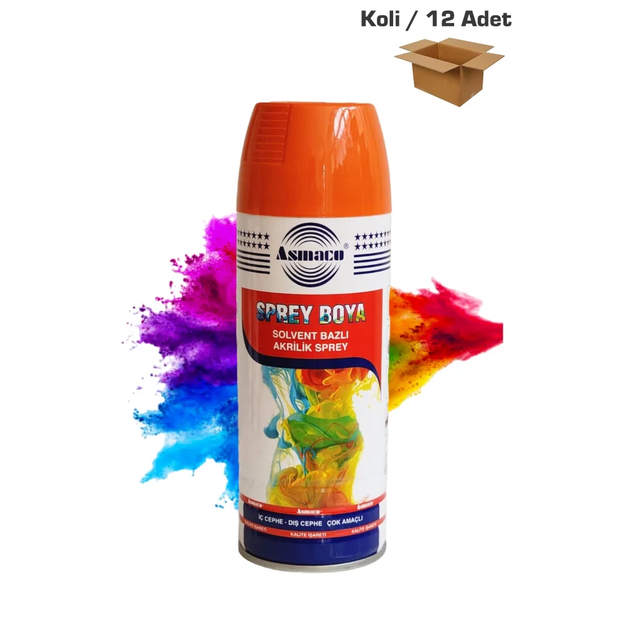 Asmaco Turuncu Akrilik Sprey Boya 400 Ml Koli 12 Adet