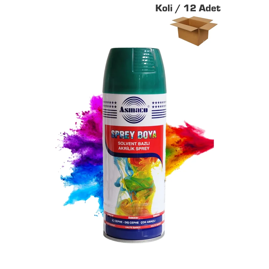 Asmaco Yeşil Akrilik Sprey Boya 400 Ml Koli 12 Adet