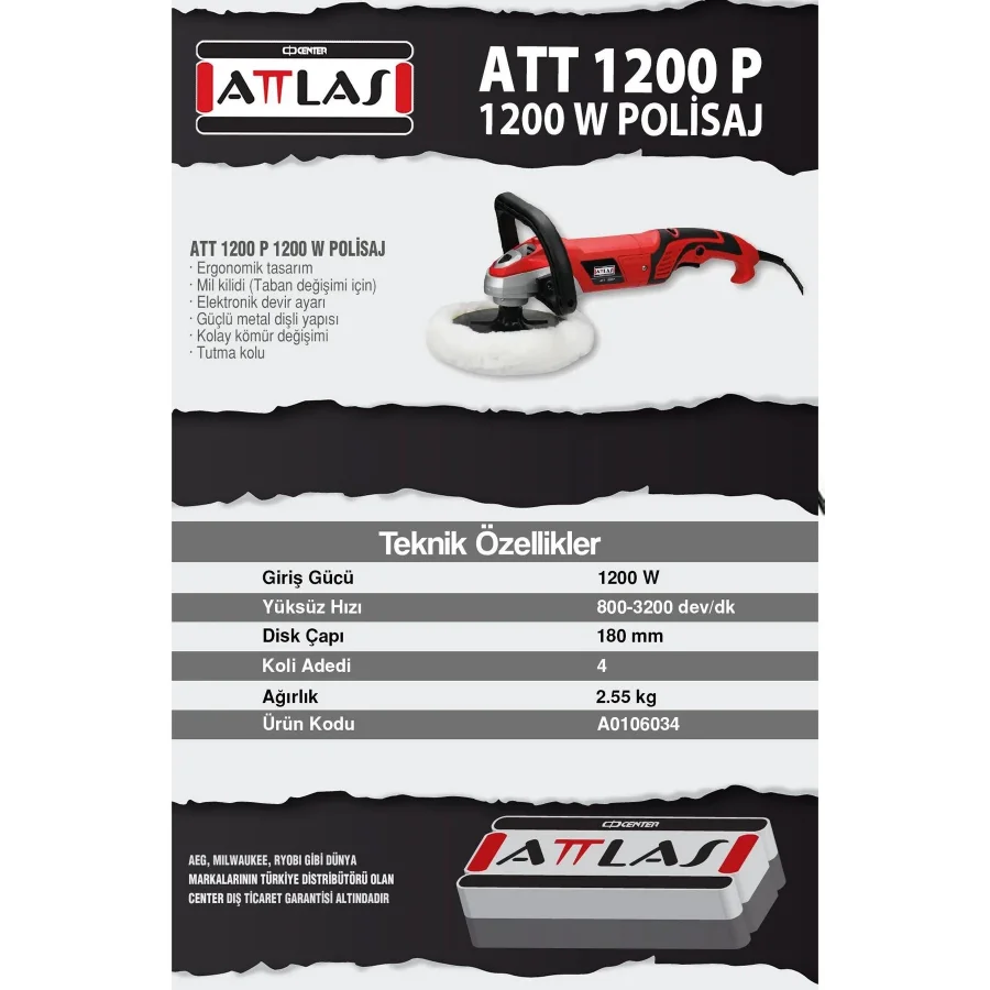 Attlas ATT 1200 P Polisaj Motoru