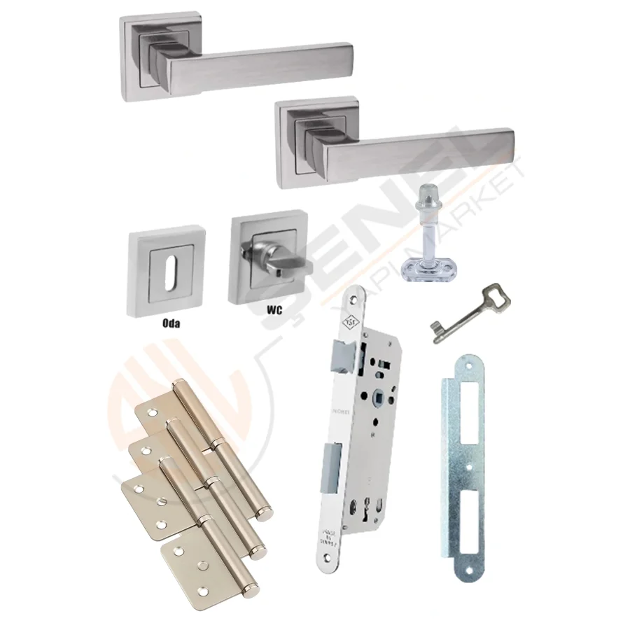 Avanti İnox Rozetli Kapı Kolu Kilit Tam Set