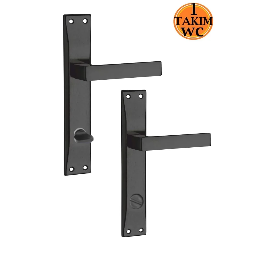 Avanti Siyah Aynalı WC Kapı Kolu Takım