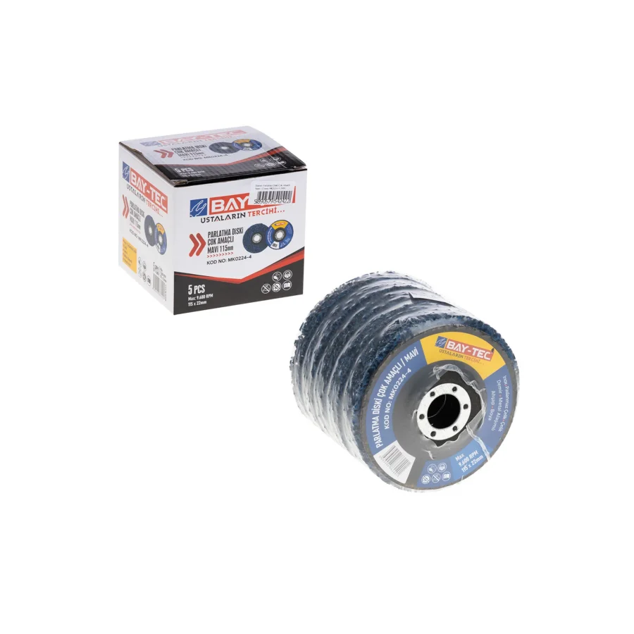 Bay-Tec MK0224-4 Çok Amaçlı Parlatma Diski Mavi 115mm Kutu 5 Adet
