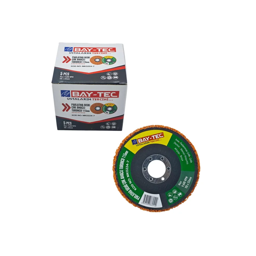 Bay-Tec MK0224-7 Çok Amaçlı Parlatma Diski Turuncu 115mm Kutu 5 Adet