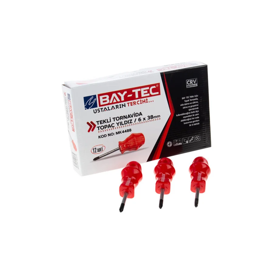 Bay-Tec MK4469 Topaç Tornavida Yıldız 6x38mm Kutu 12 Adet