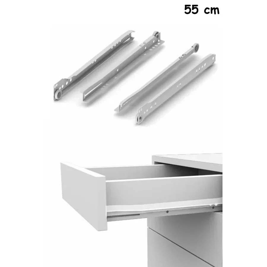 Beyaz Klasik Ray 1 Çekmecelik Takım 55 Cm