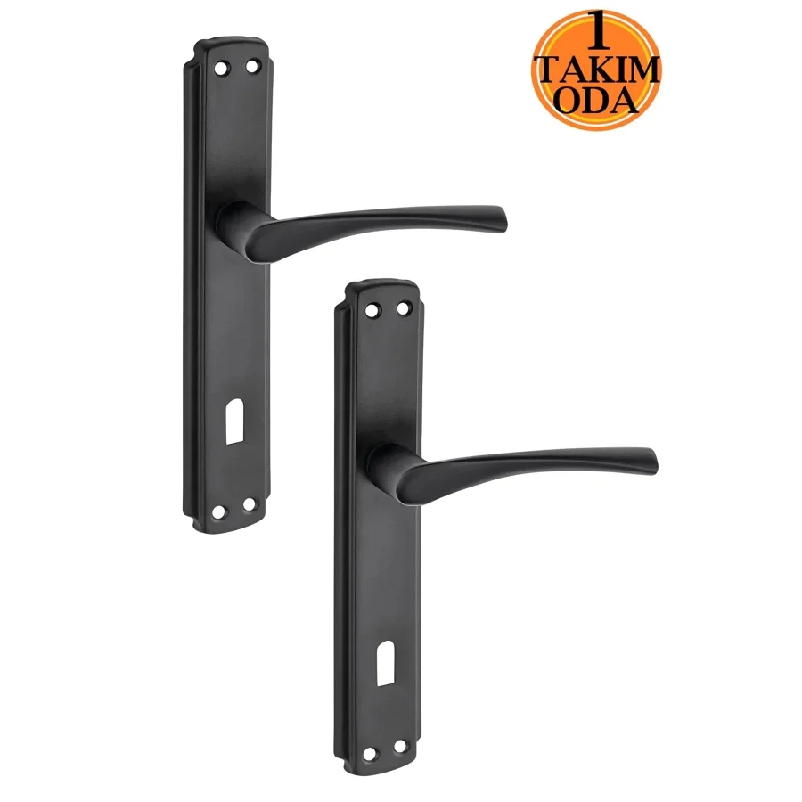 Bravo Mat Siyah Aynalı Oda Kapı Kolu Takım