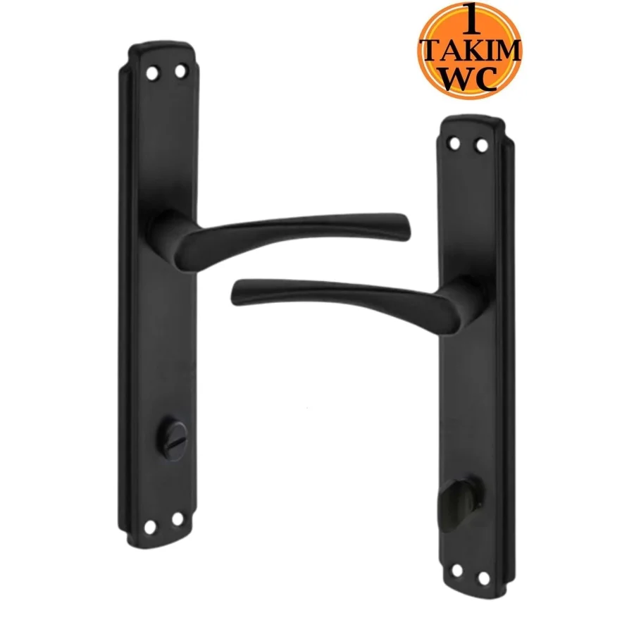 Bravo Mat Siyah Aynalı WC Kapı Kolu Takım