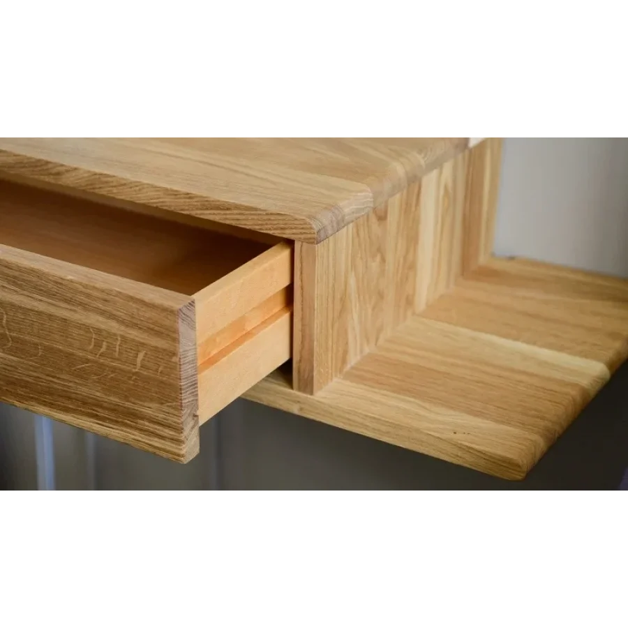 Çekmeceli Raflı Ahşap Uçan Komodin 65x20x30 Cm