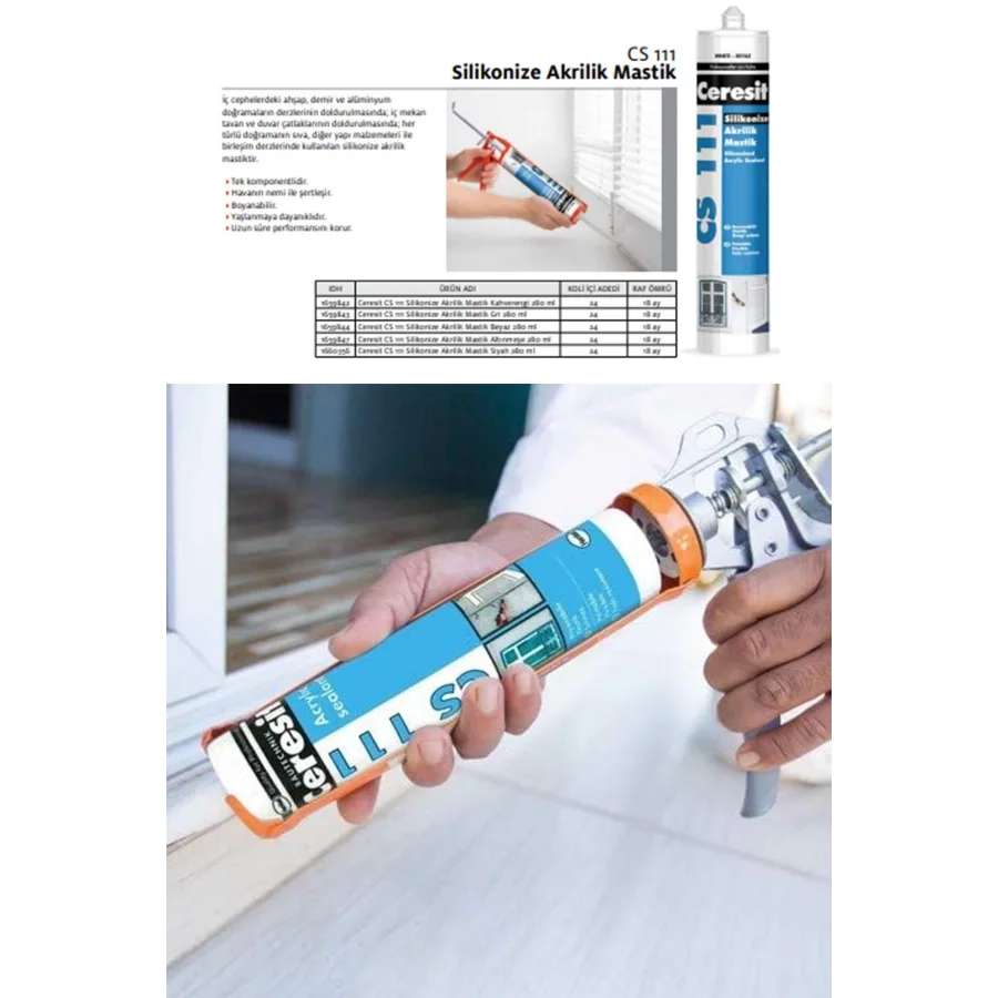 Ceresit CS111 Akrilik Silikonize Mastik Altınmeşe 240ml Koli 30 Adet