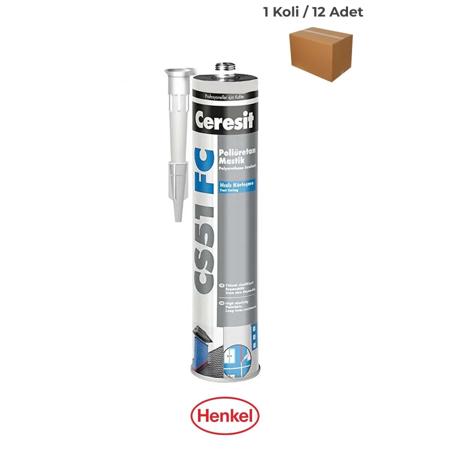 Ceresit CS51 FC Poliüretan Mastik Gri 280ml Koli 12 Adet