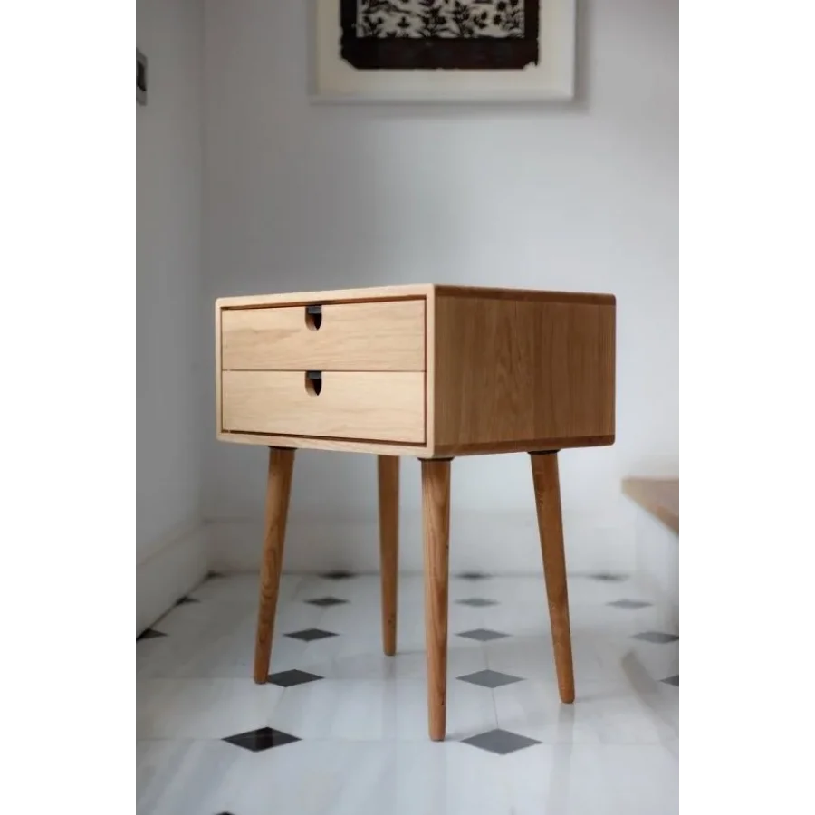 Çift Çekmeceli Modern Ahşap Komodin 45x60x35 Cm